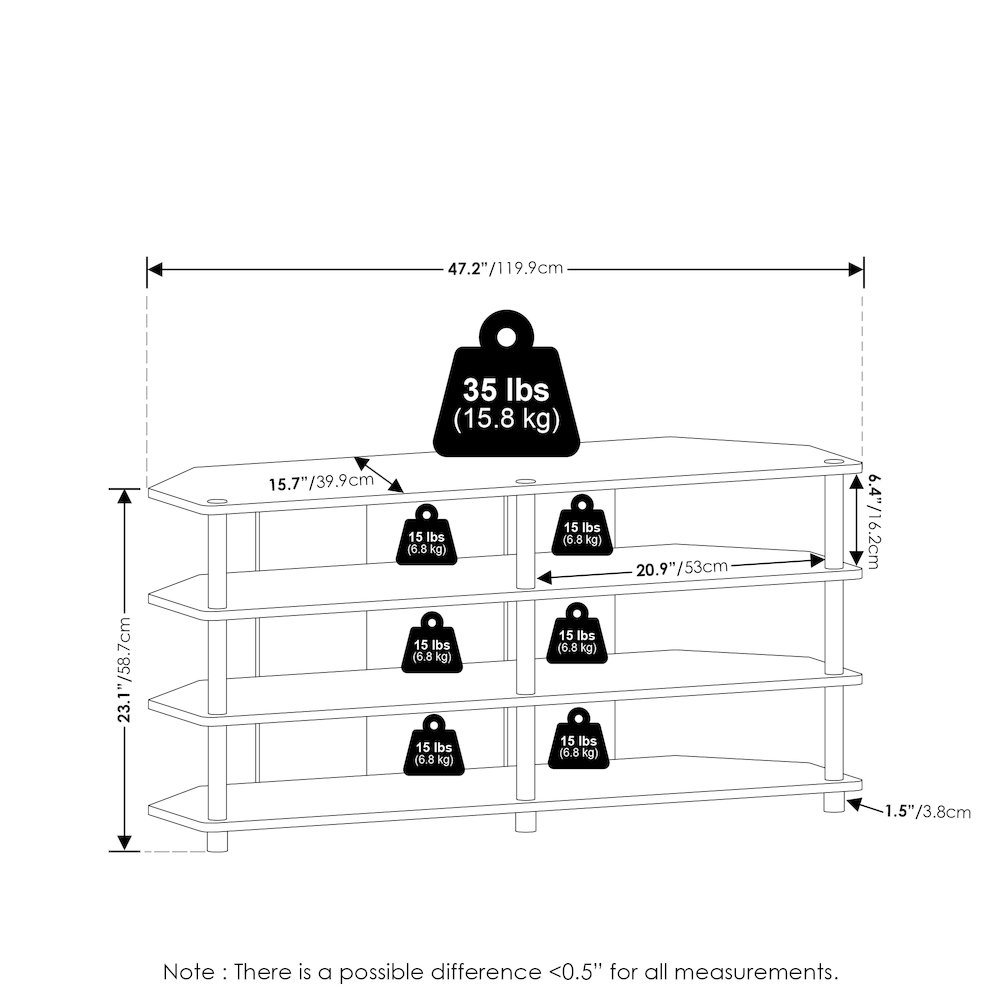 Econ Easy Assembly 4-Tier Corner TV Stand for TV up to 55-Inch, Blackwood/Black. Picture 2
