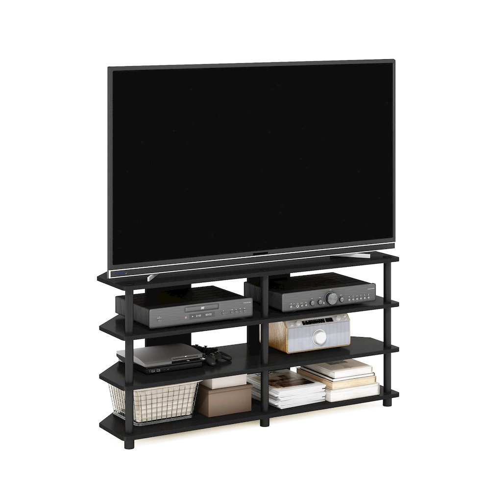 Econ Easy Assembly 4-Tier Corner TV Stand for TV up to 55-Inch, Blackwood/Black. Picture 4