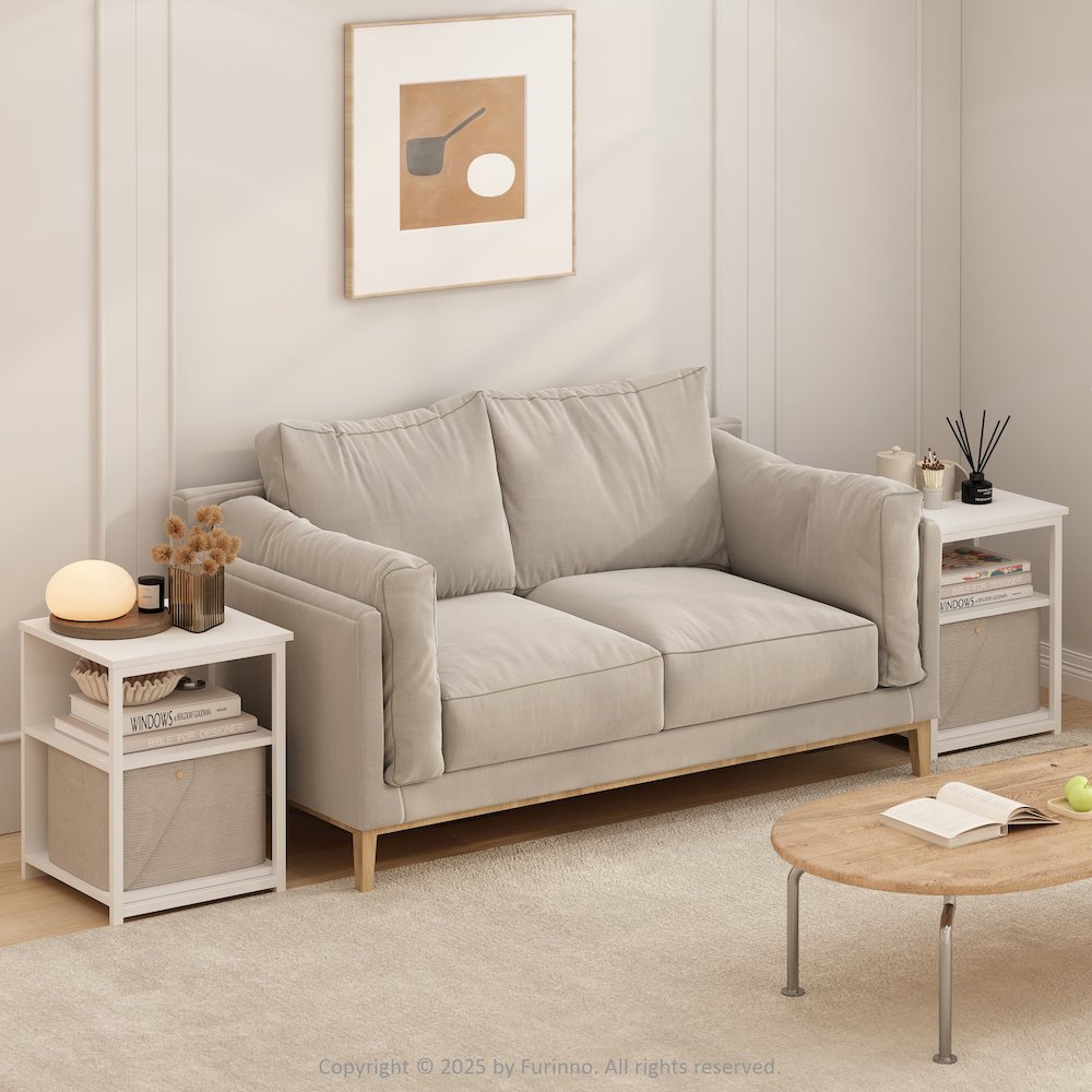 Camnus Modern Living End Table, Set of 2, Solid White/White. Picture 2