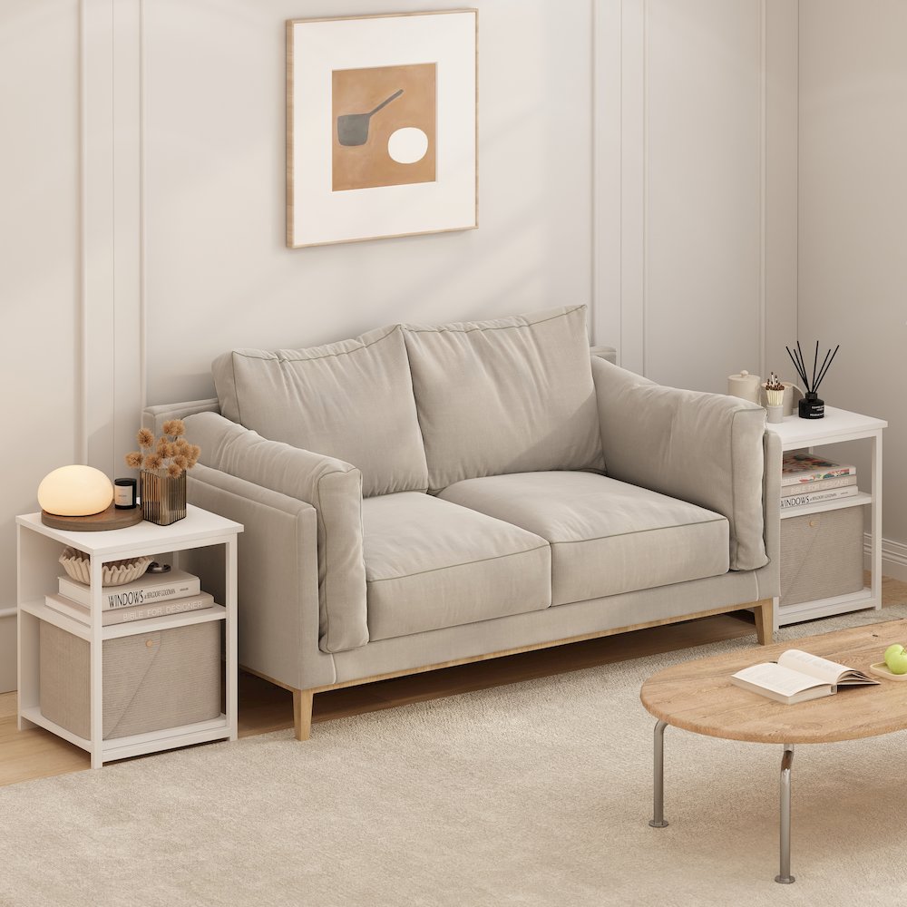 Camnus Modern Living End Table, Set of 2, Solid White/White. Picture 7