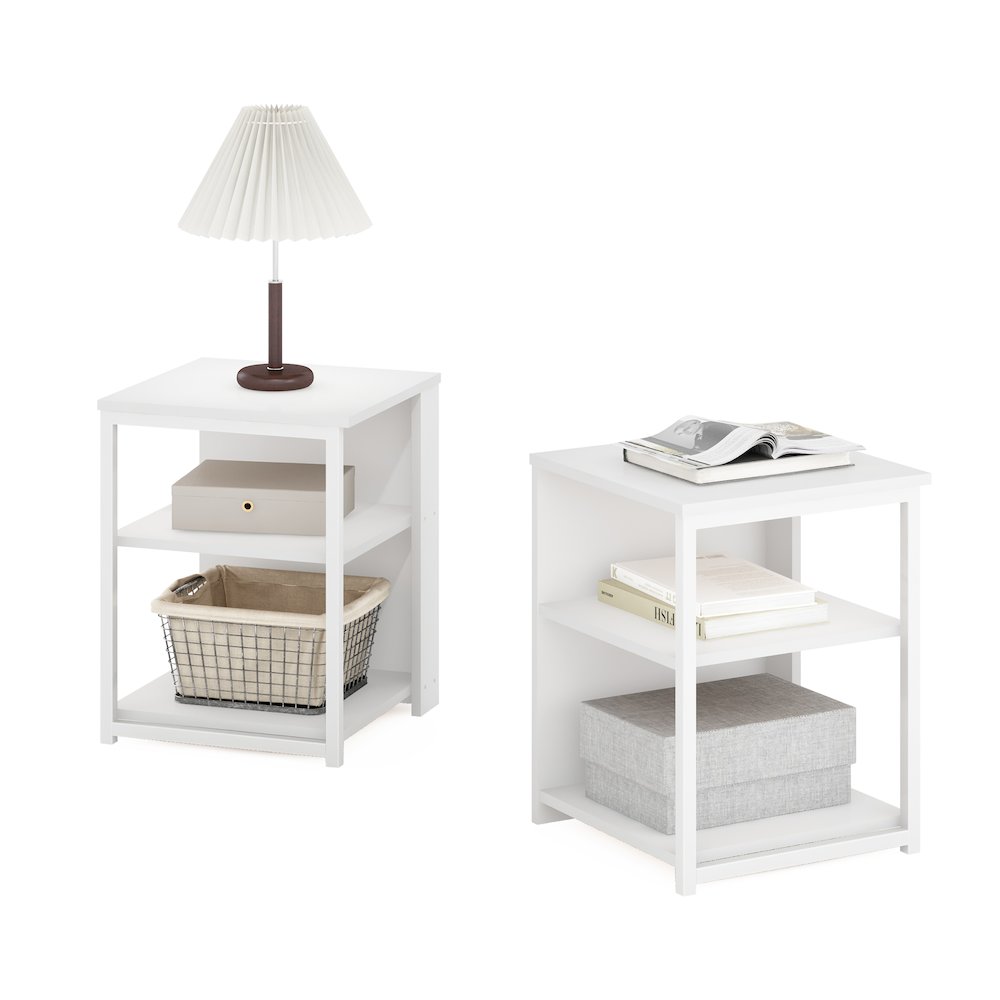 Camnus Modern Living End Table, Set of 2, Solid White/White. Picture 5