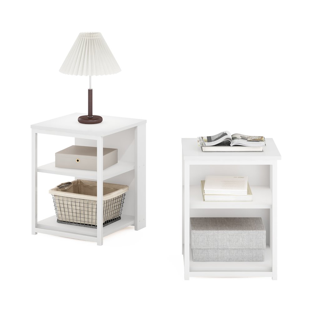 Camnus Modern Living End Table, Set of 2, Solid White/White. Picture 6