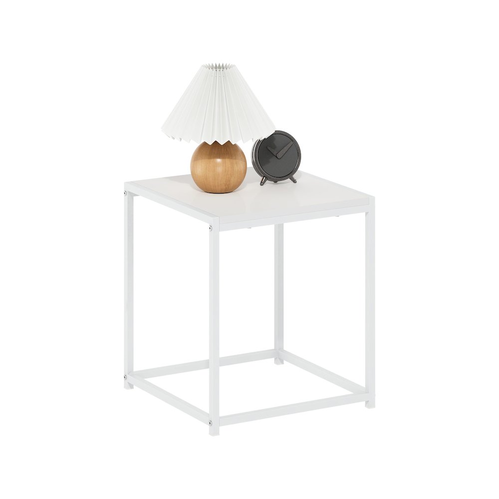 Camnus Modern Living End Table, Solid White/White. Picture 4