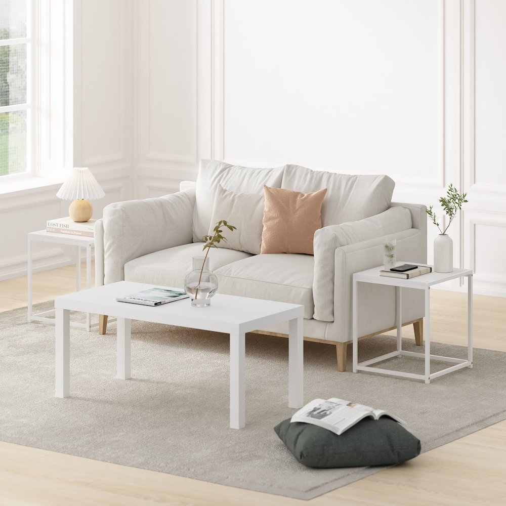 Camnus Modern Living End Table, Solid White/White, Set of 2. Picture 6