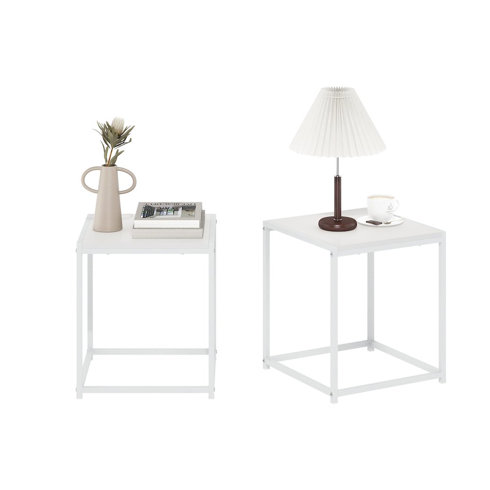 CAMNUS Side Table, Set of 2 End Table, Night Stand, Nightstand, White. Picture 6