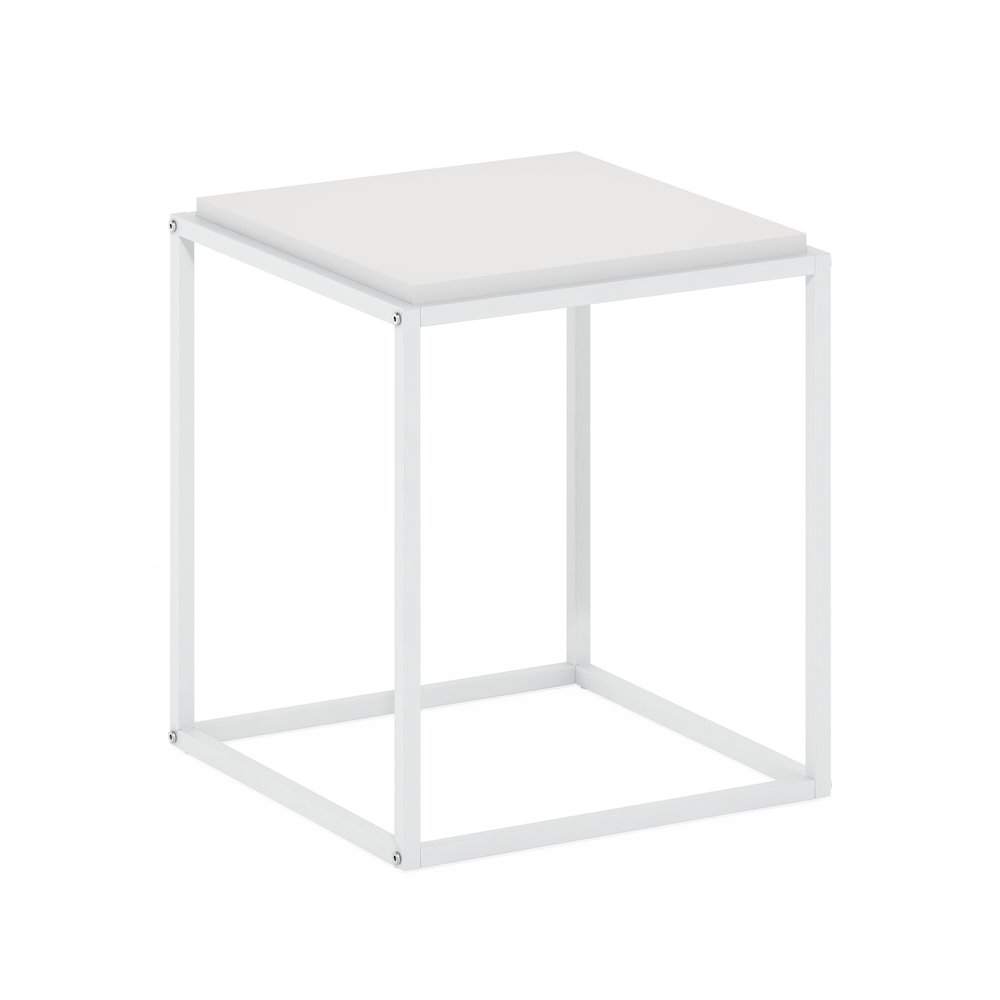 MORETTI Night Stand, 1-Tier Stackable Metal Frame Nightstand, Solid White. Picture 3