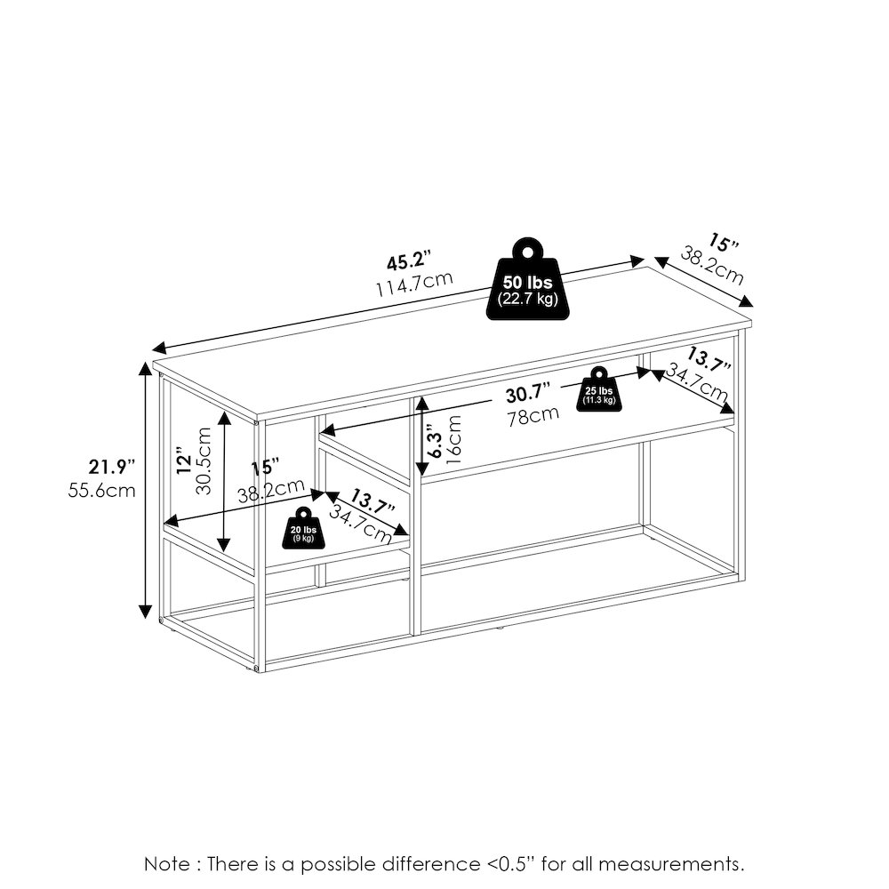 Moretti Modern Lifestyle TV Stand for TV up to 50 Inch, Solid White/White. Picture 2