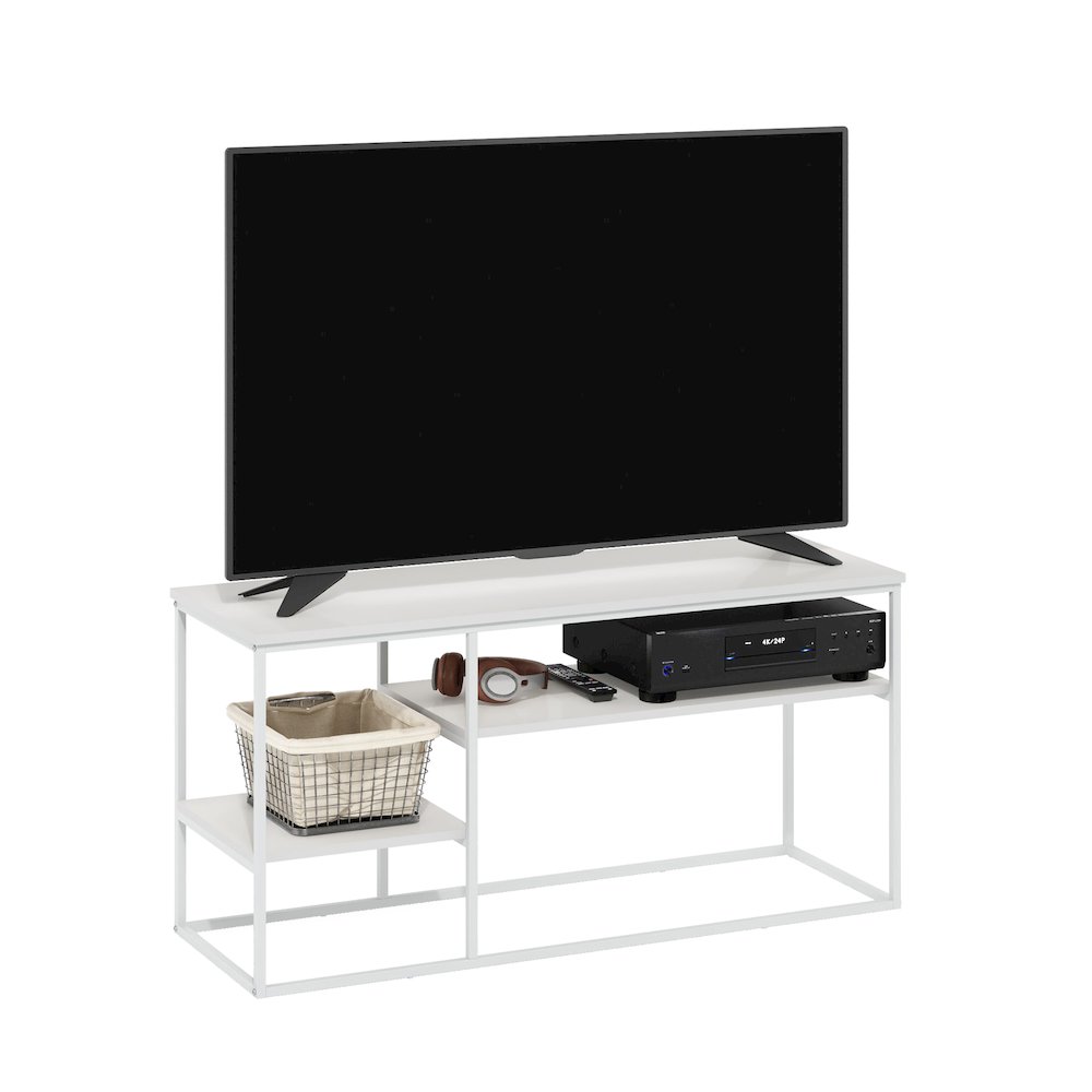 Moretti Modern Lifestyle TV Stand for TV up to 50 Inch, Solid White/White. Picture 4