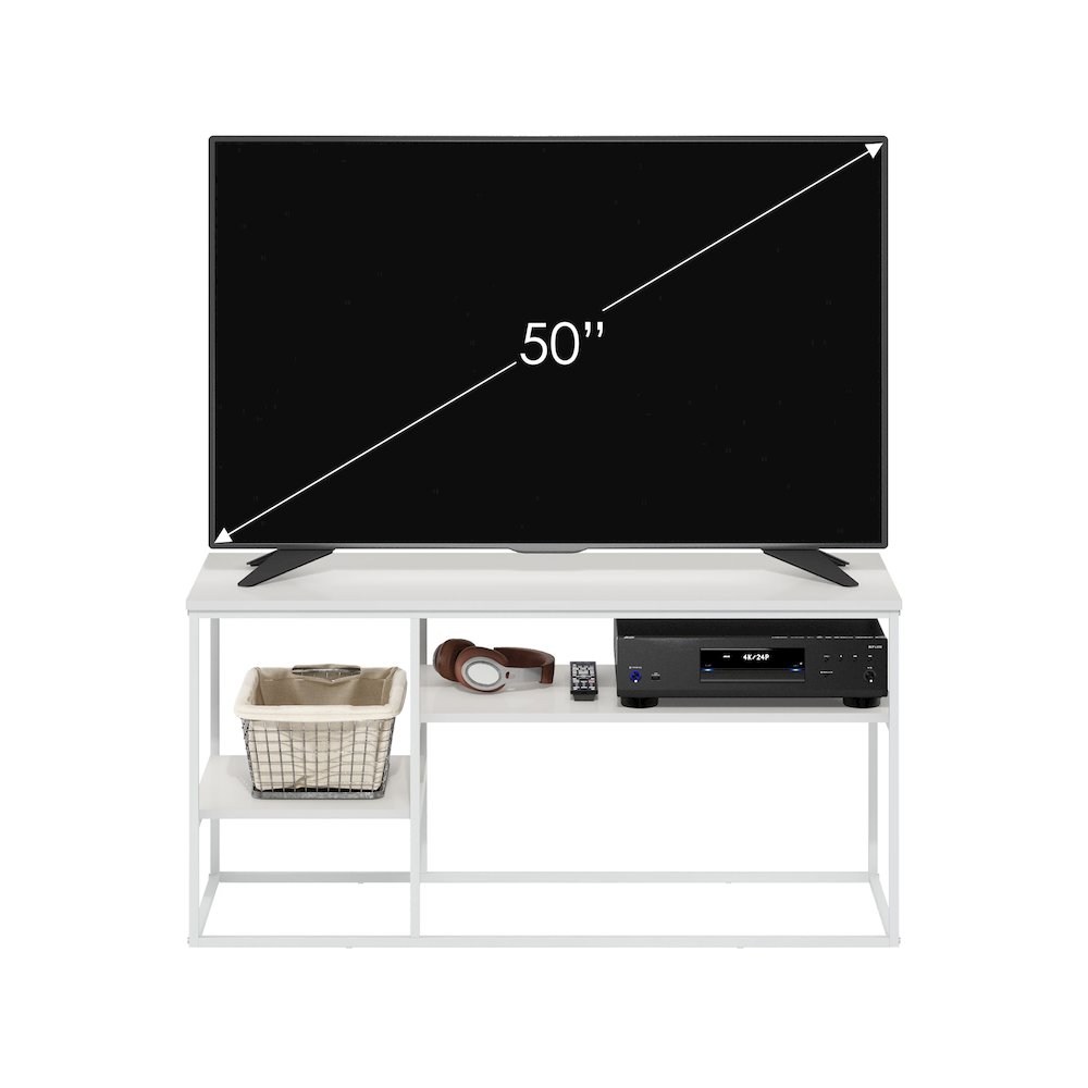 Moretti Modern Lifestyle TV Stand for TV up to 50 Inch, Solid White/White. Picture 5
