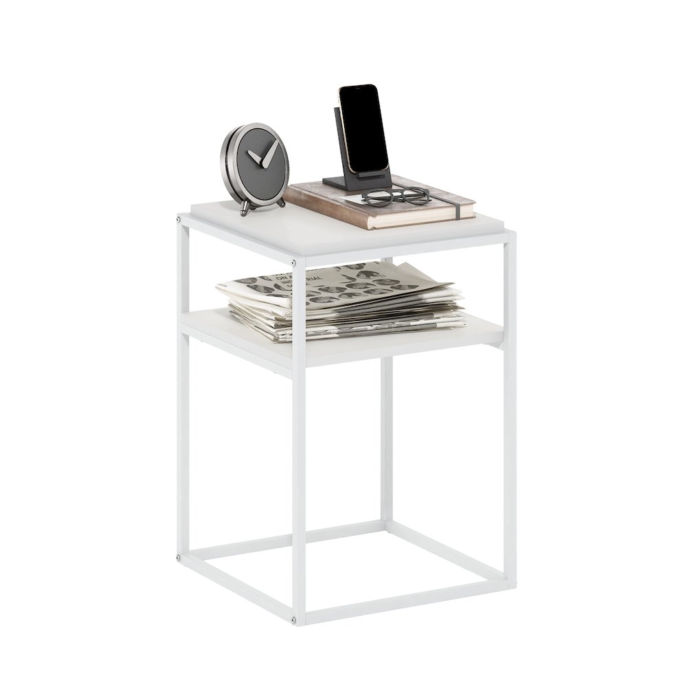 Moretti Modern Lifestyle Stackable Shelf, 2-Tier, Solid White/White. Picture 4