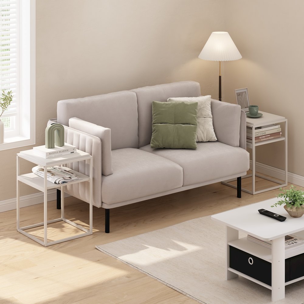 Moretti Modern Lifestyle Stackable Shelf, 2-Tier, Solid White/White, Set of 2. Picture 7