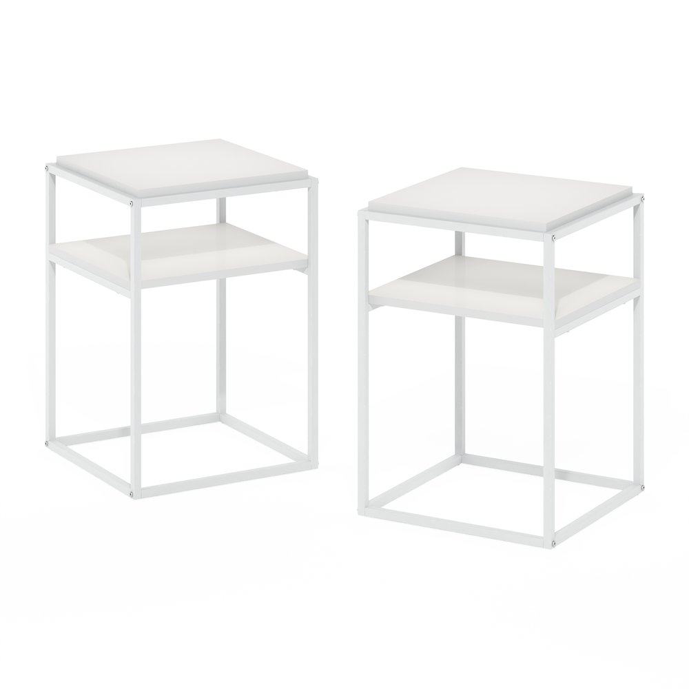 Moretti Modern Lifestyle Stackable Shelf, 2-Tier, Solid White/White, Set of 2. Picture 1