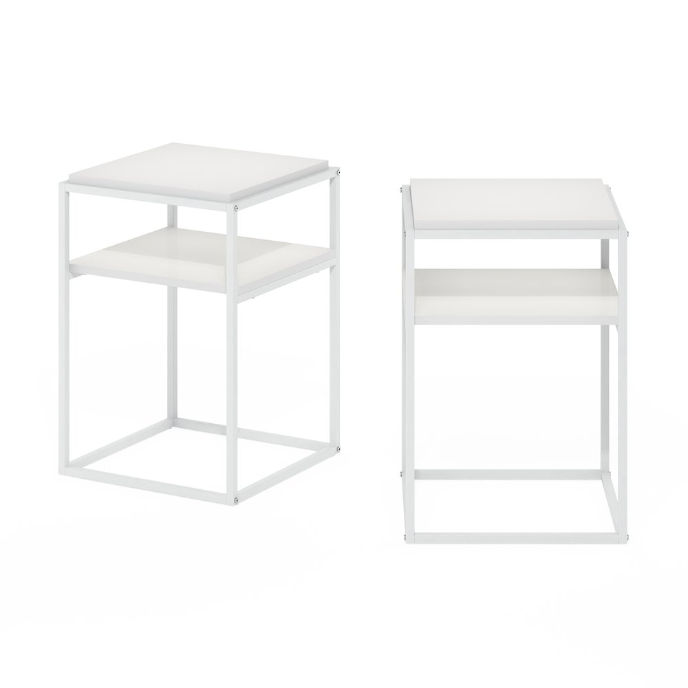 Moretti Modern Lifestyle Stackable Shelf, 2-Tier, Solid White/White, Set of 2. Picture 3