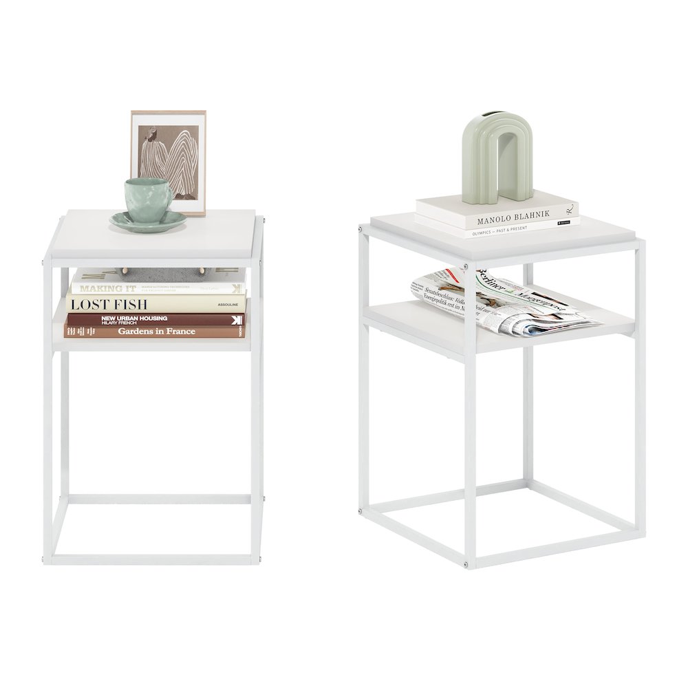Moretti Modern Lifestyle Stackable Shelf, 2-Tier, Solid White/White, Set of 2. Picture 4