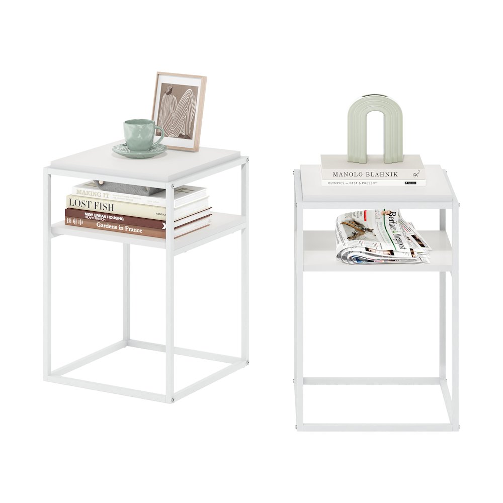 Moretti Modern Lifestyle Stackable Shelf, 2-Tier, Solid White/White, Set of 2. Picture 5