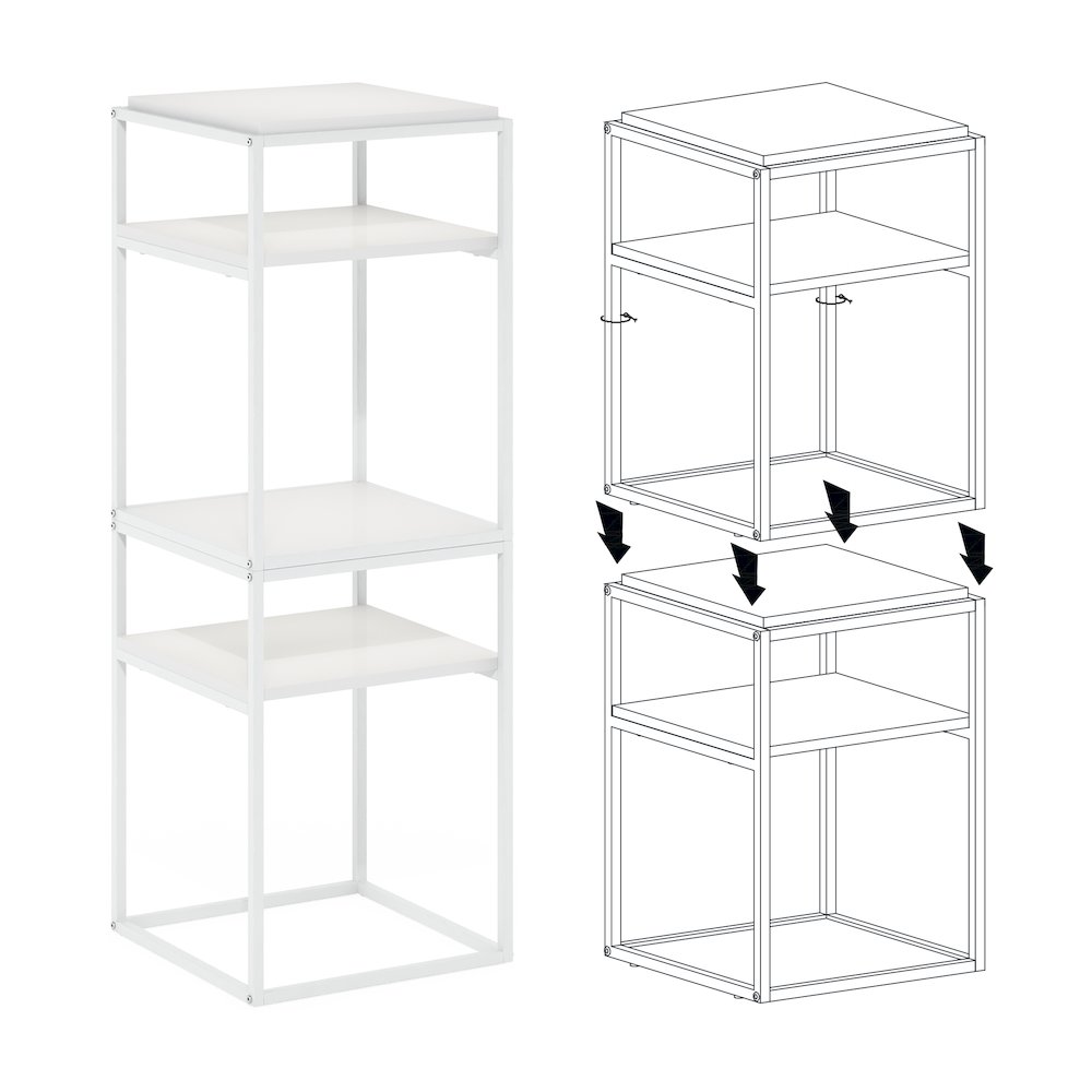 Moretti Modern Lifestyle Stackable Shelf, 2-Tier, Solid White/White, Set of 2. Picture 6