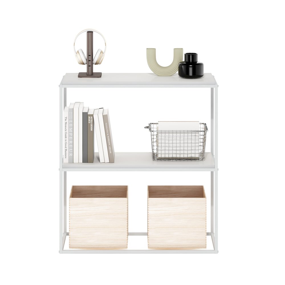 Moretti Modern Lifestyle Wide Stackable Shelf, 2-Tier, Solid White/White. Picture 5