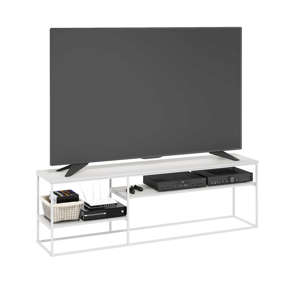 Moretti Modern Lifestyle TV Stand for TV up to 78 Inch, Solid White/White. Picture 4