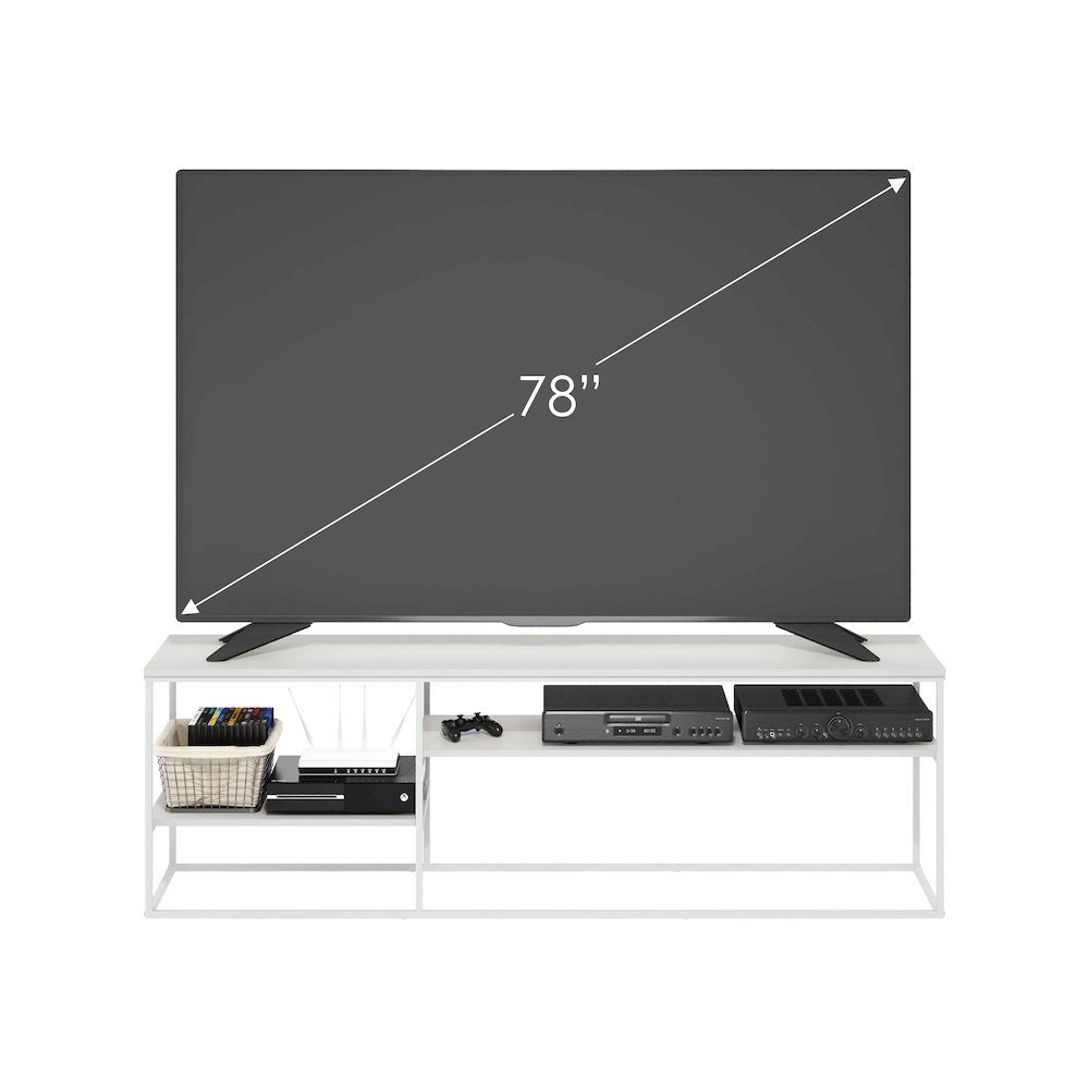 Moretti Modern Lifestyle TV Stand for TV up to 78 Inch, Solid White/White. Picture 5