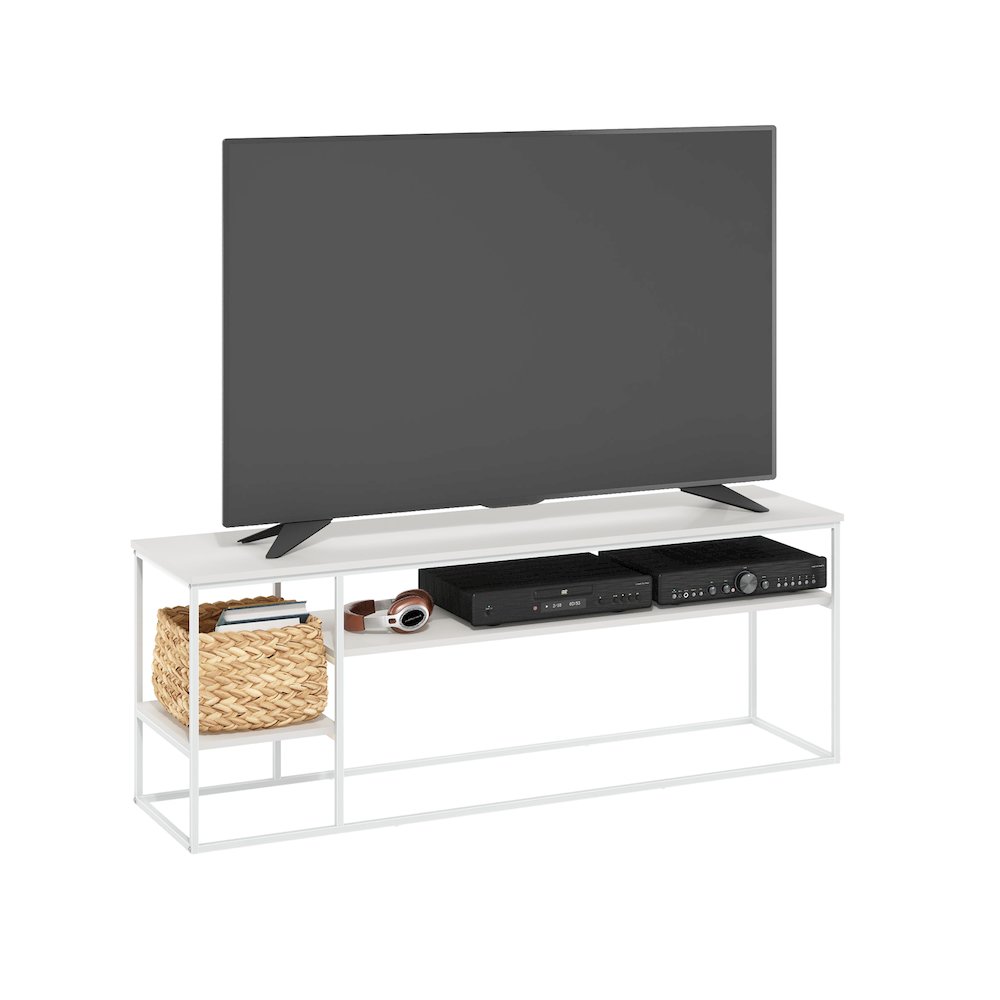 Moretti Modern Lifestyle TV Stand for TV up to 65 Inch, Solid White/White. Picture 4