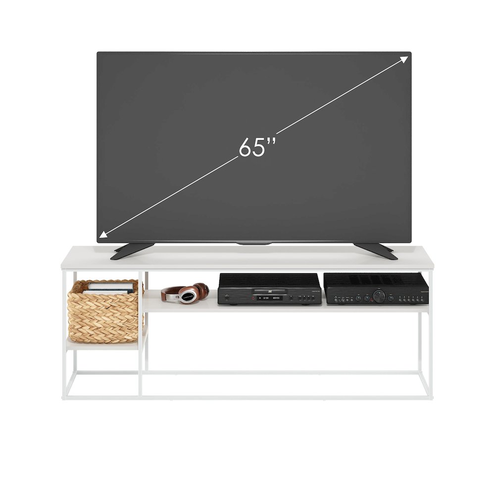 Moretti Modern Lifestyle TV Stand for TV up to 65 Inch, Solid White/White. Picture 5