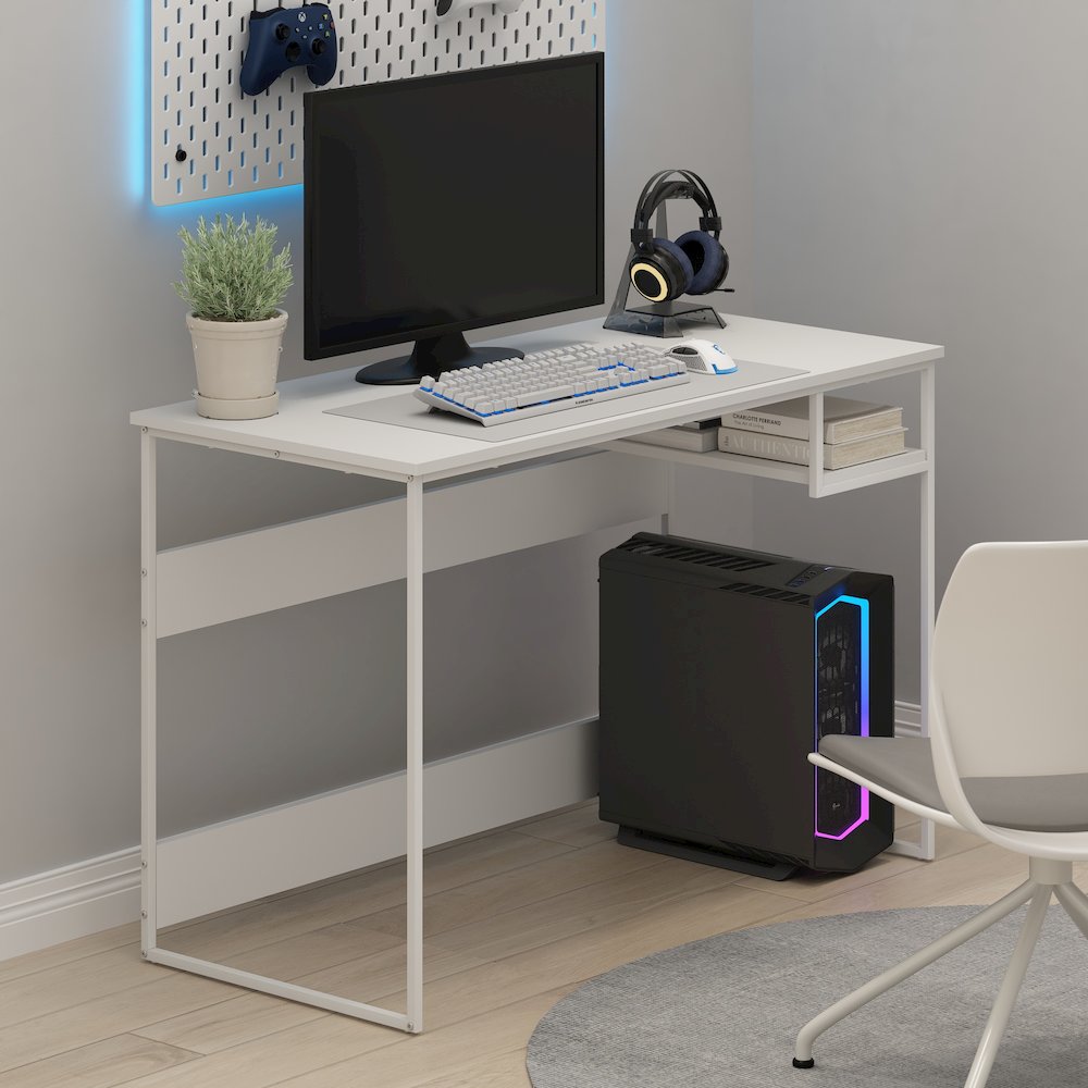 Moretti Modern Lifestyle Study Desk, 45, Solid White/White. Picture 6