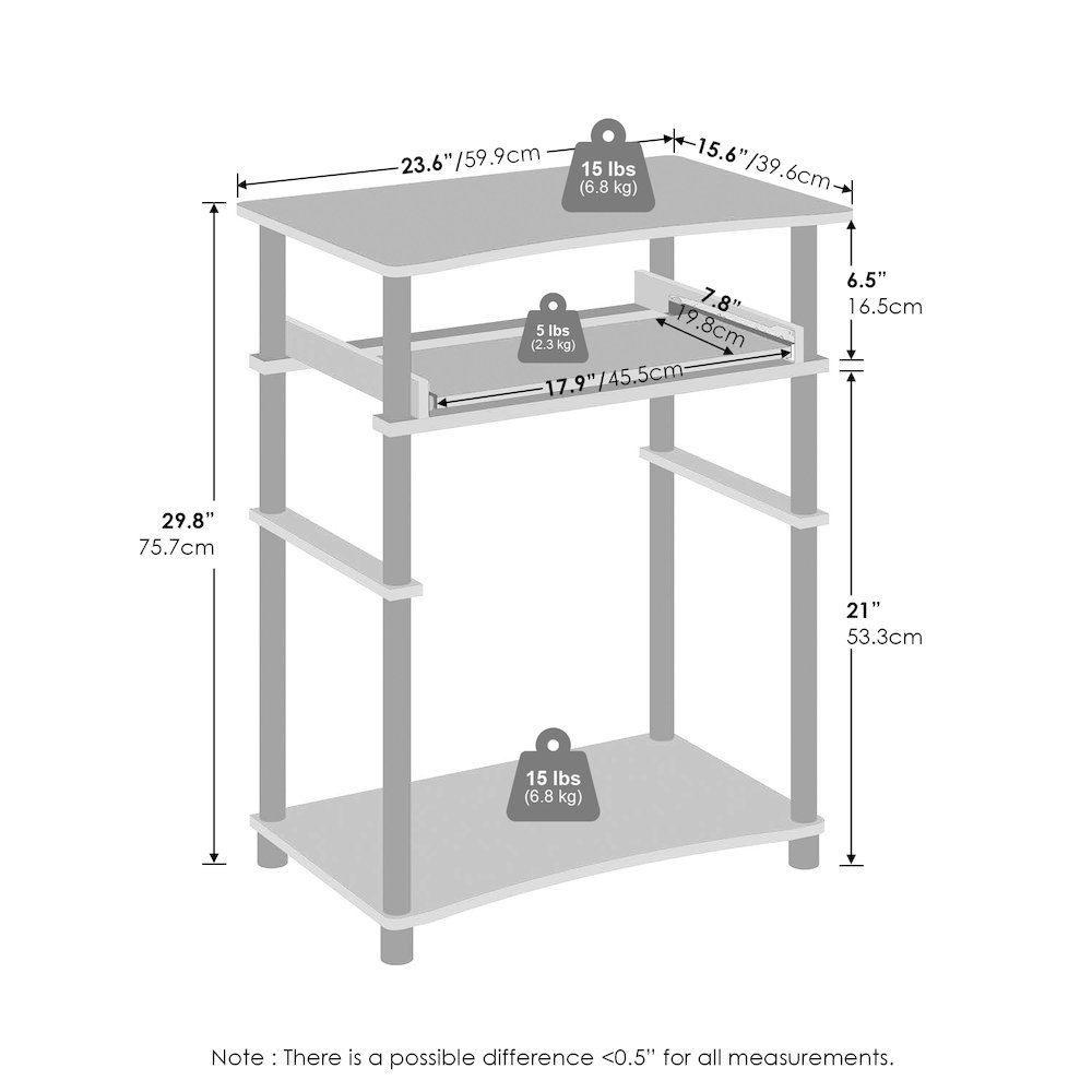 Home Office Writing Desk, Computer Desk with Keyboard Tray, Black/Grey. Picture 2