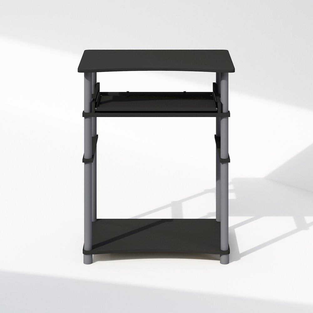 Home Office Writing Desk, Computer Desk with Keyboard Tray, Black/Grey. Picture 3