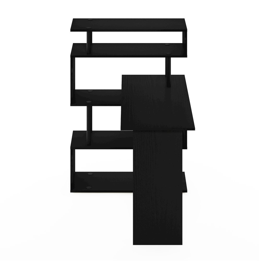 Classic L-Shape Computer Desk, Writing Desk with 5-Tier S-Shaped Side Shelves. Picture 3