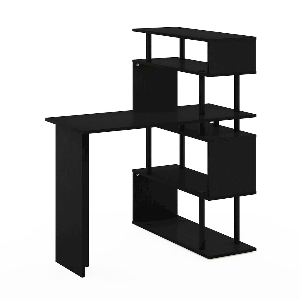 Classic L-Shape Computer Desk, Writing Desk with 5-Tier S-Shaped Side Shelves. Picture 4