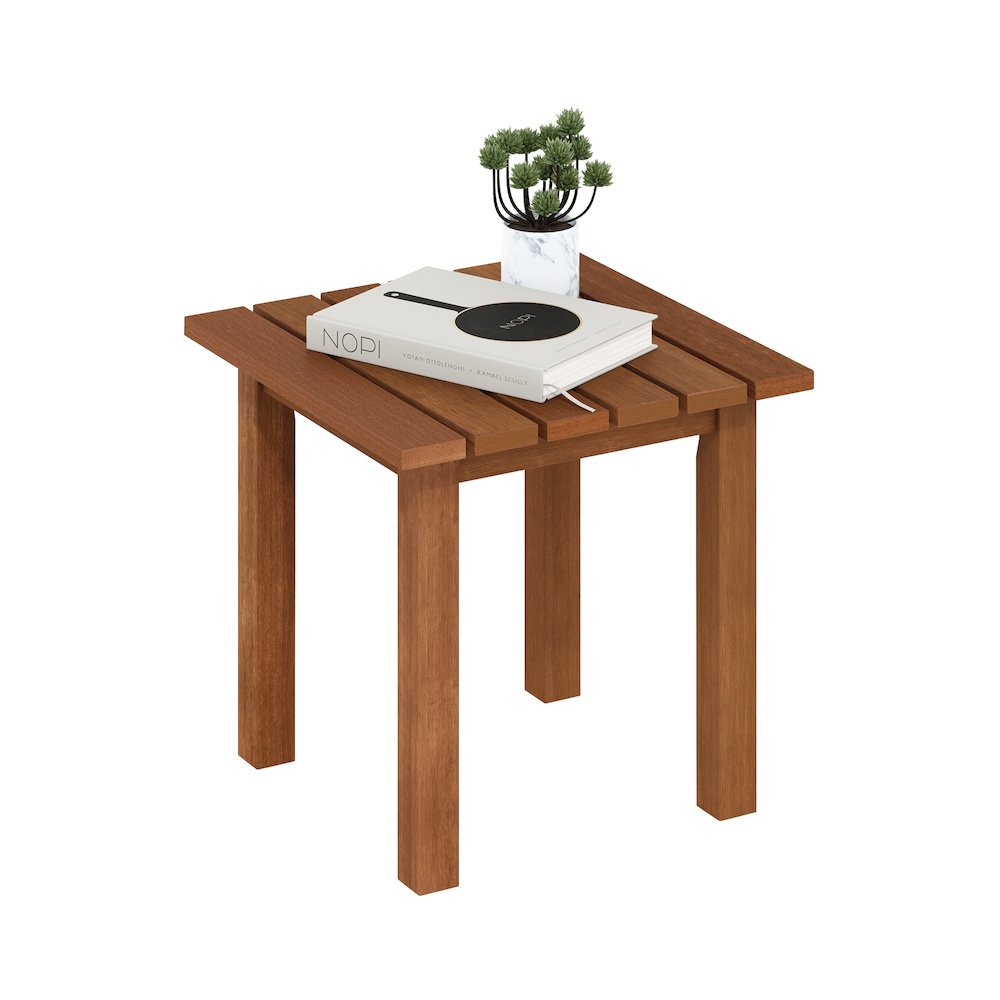 Tioman Hardwood Outdoor Patio End Table, Side Table in Teak Oil, Natural. Picture 4