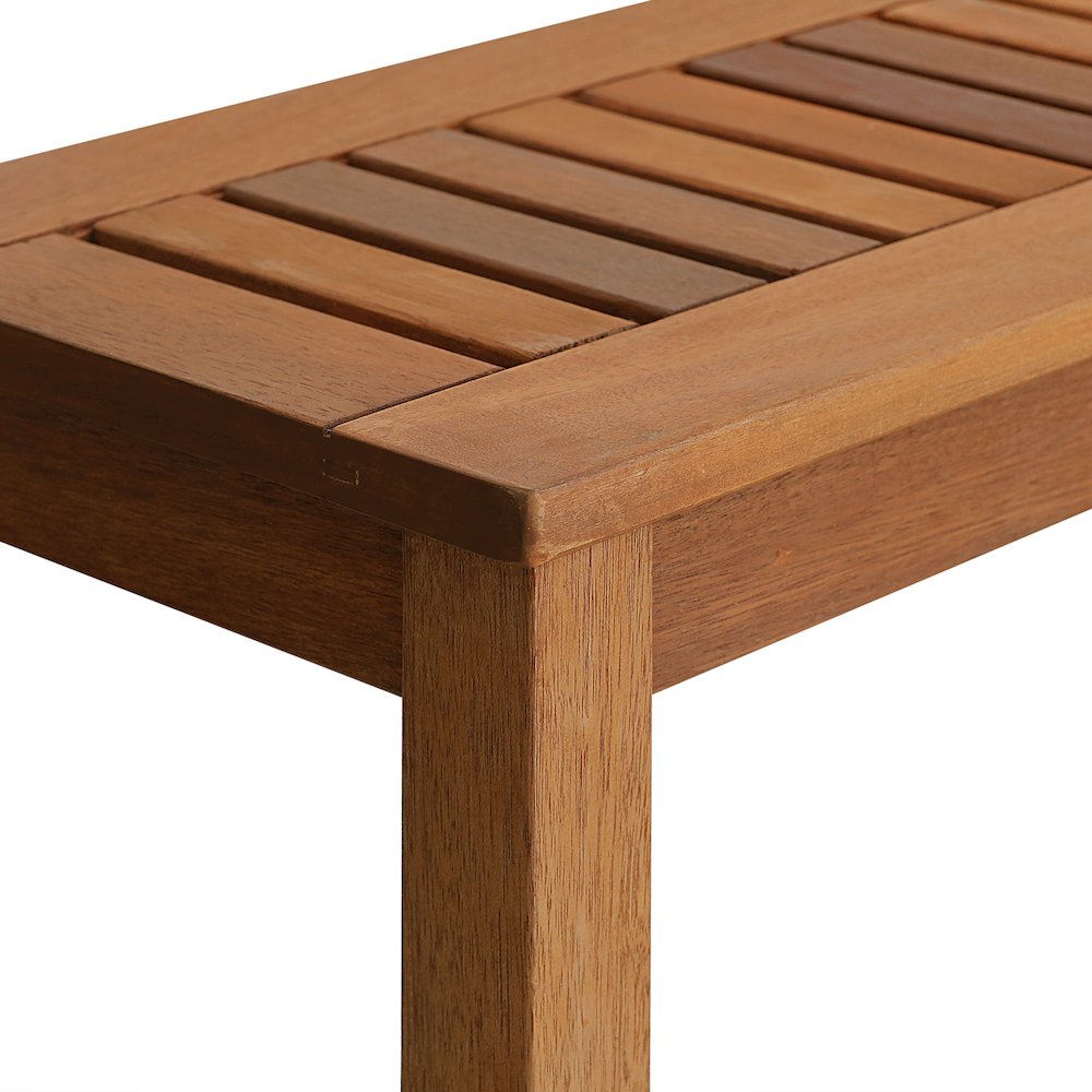 Tioman Hardwood Outdoor Backless Country Stool Bench in Teak Oil, Natural. Picture 7