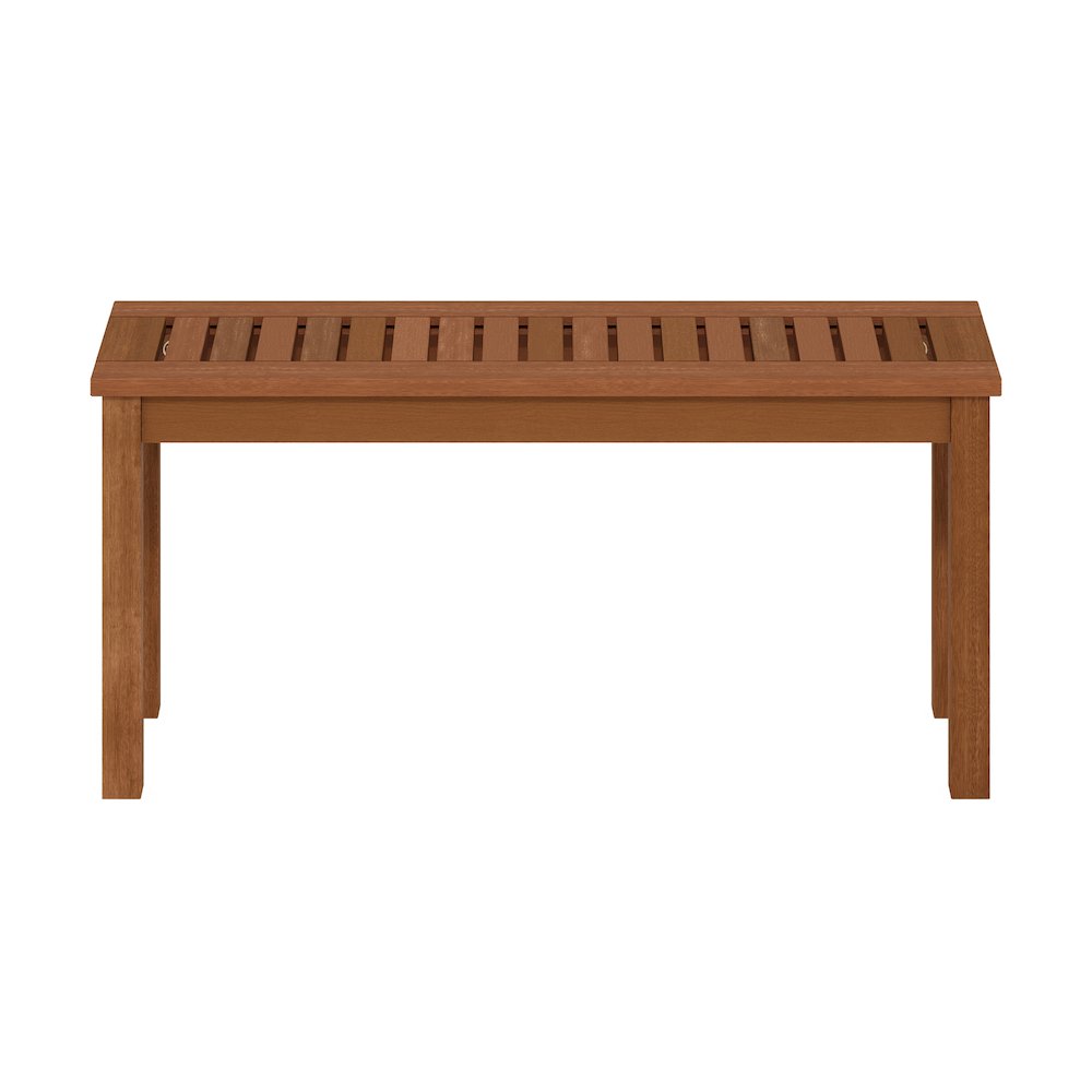 Tioman Hardwood Outdoor Backless Country Stool Bench in Teak Oil, Natural. Picture 3