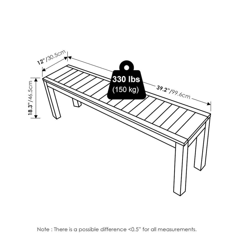 Outdoor Bench, Backless Garden Bench, for Patio, Deck, Garden, Light Wood. Picture 6