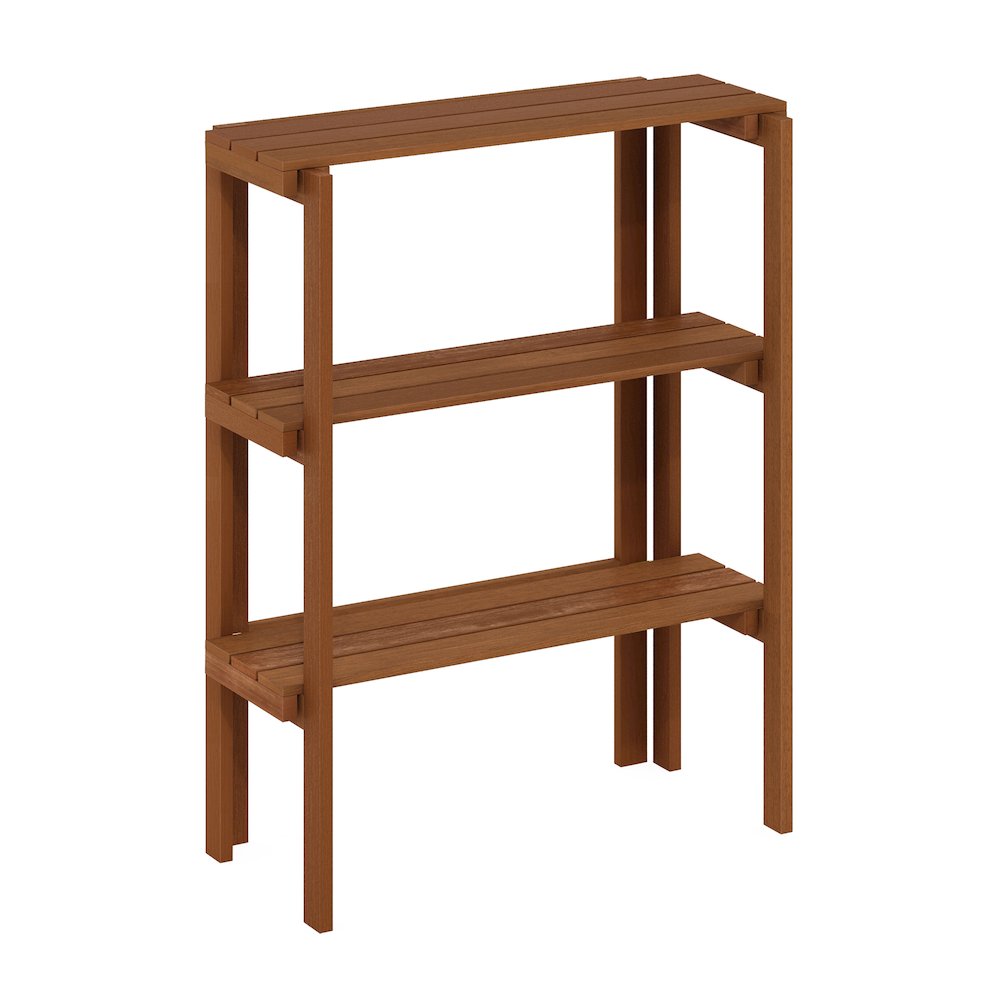Tioman Outdoor Toolless Multipurpose Display Shelf, Plant Stand, 3-Tier, Natural. Picture 1