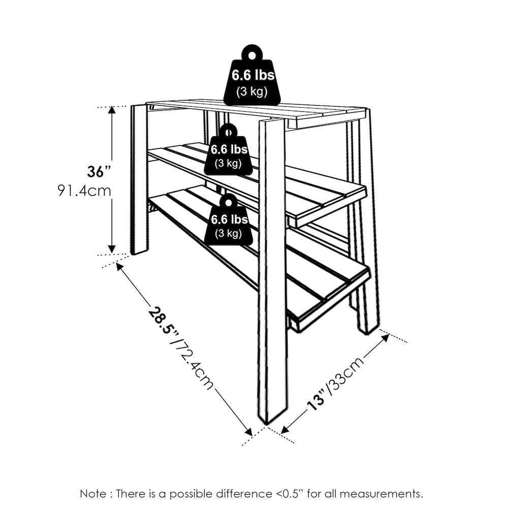 Tioman Outdoor Toolless Multipurpose Display Shelf, Plant Stand, 3-Tier, Natural. Picture 2