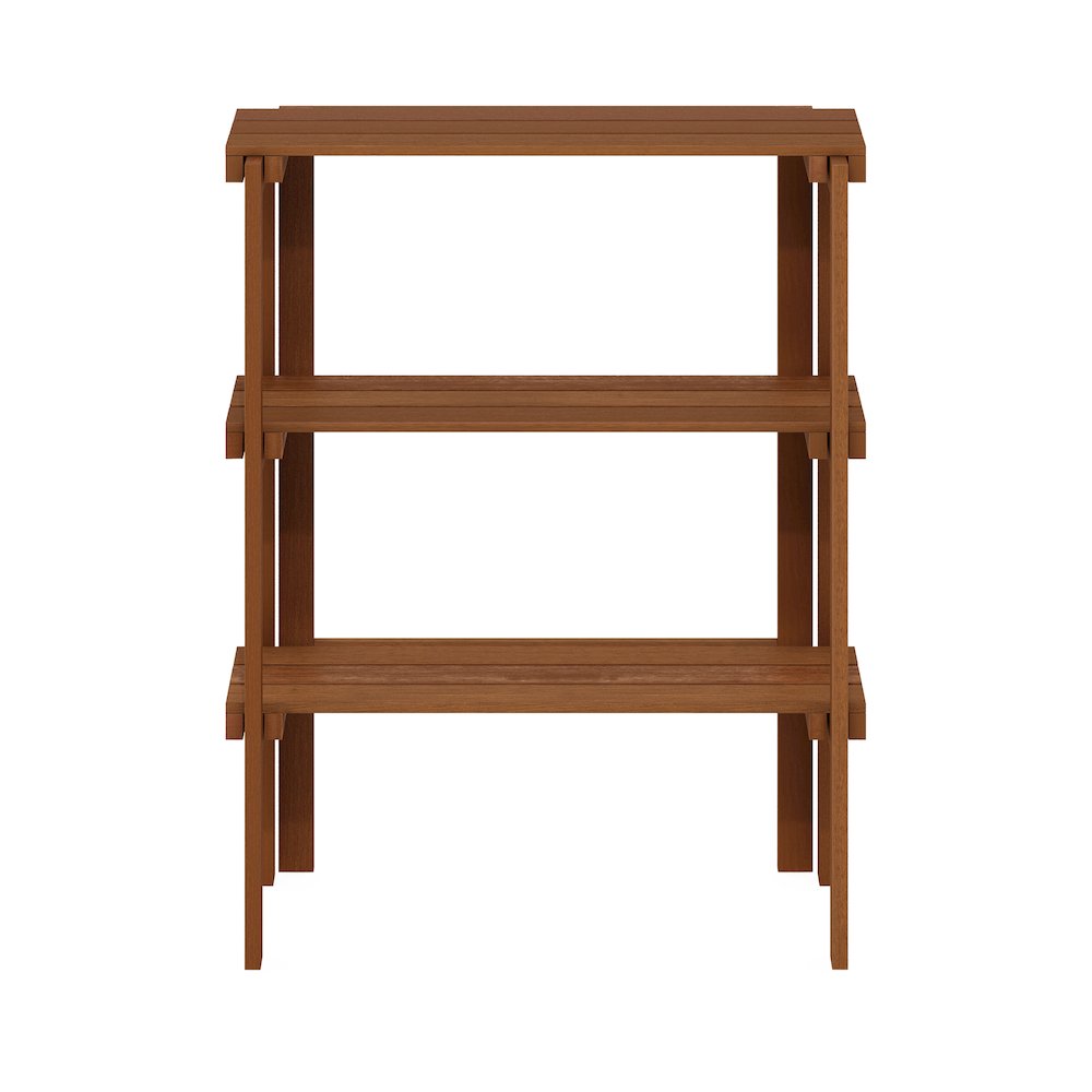 Tioman Outdoor Toolless Multipurpose Display Shelf, Plant Stand, 3-Tier, Natural. Picture 3