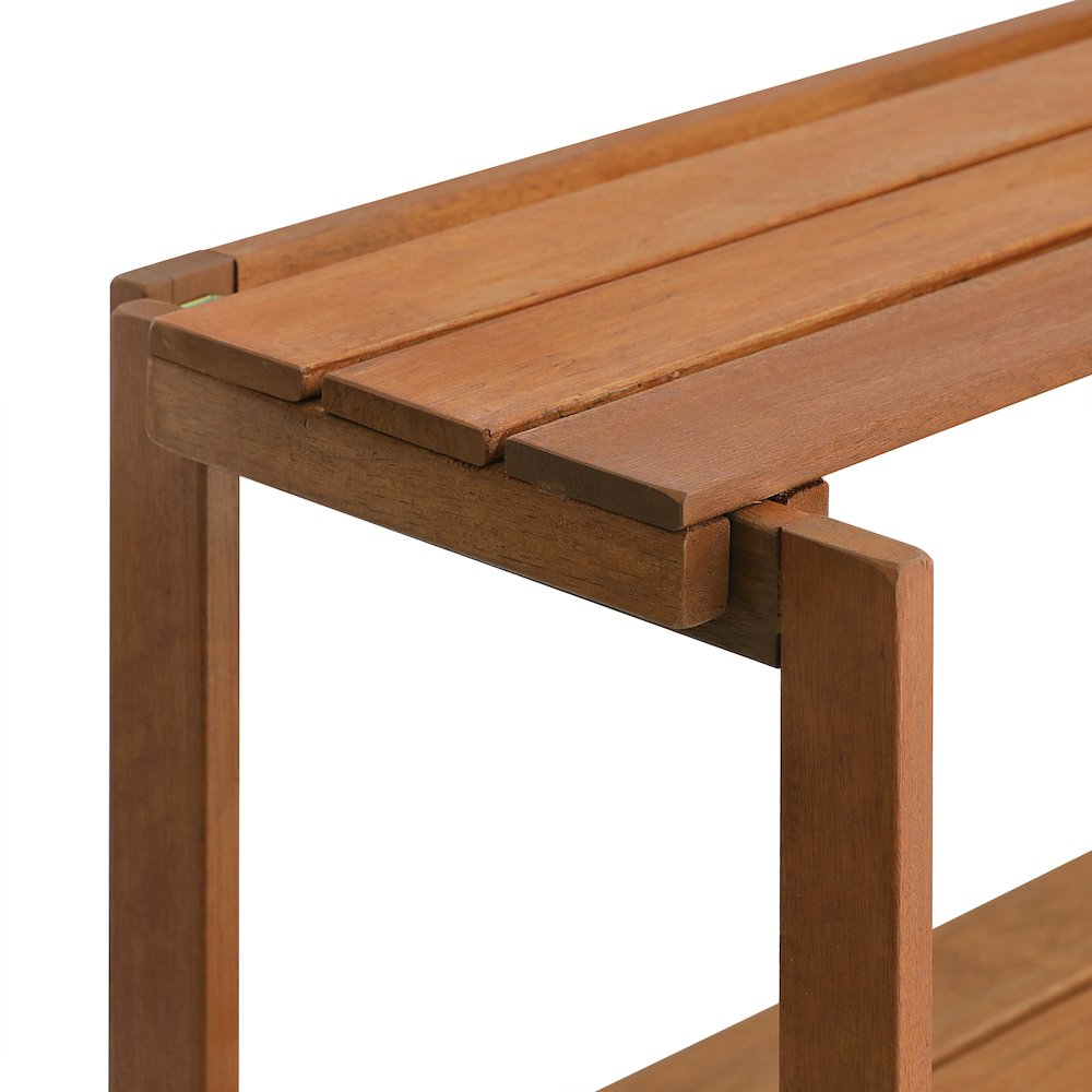 Tioman Outdoor Toolless Multipurpose Display Shelf, Plant Stand, 2-Tier, Natural. Picture 7