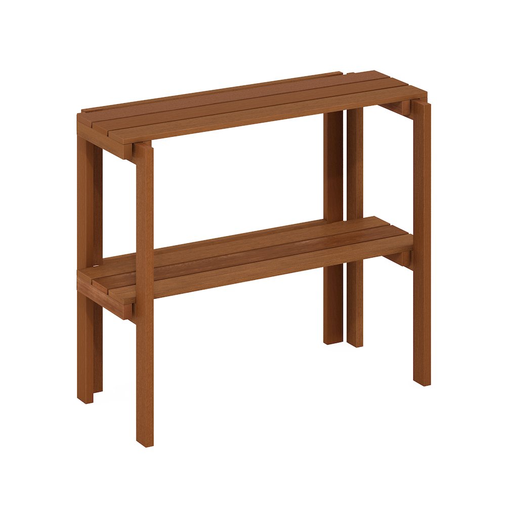 Tioman Outdoor Toolless Multipurpose Display Shelf, Plant Stand, 2-Tier, Natural. Picture 1