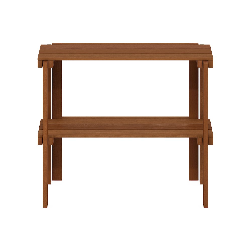 Tioman Outdoor Toolless Multipurpose Display Shelf, Plant Stand, 2-Tier, Natural. Picture 3