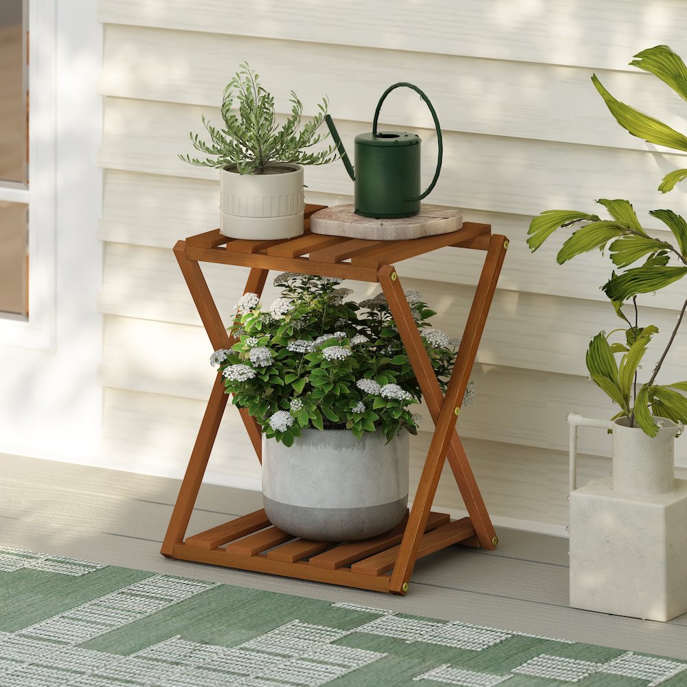 Outdoor Toolless Multipurpose Folding Display Shelf, Plant Stand, Side Table. Picture 6