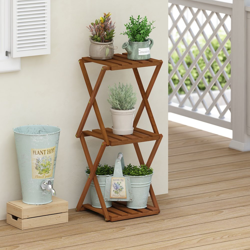 Outdoor Toolless Multipurpose Folding Display Shelf, Plant Stand, Side Table. Picture 6