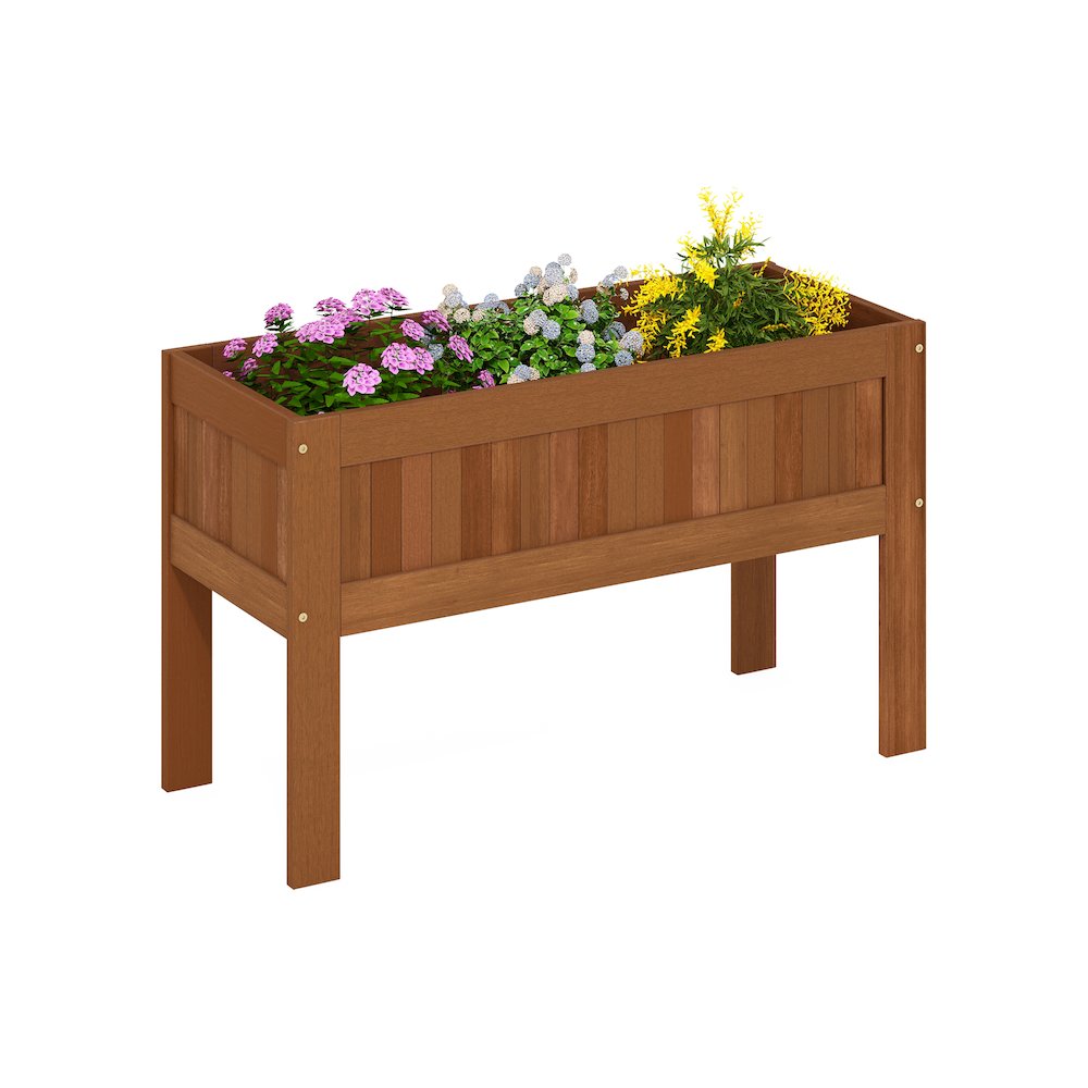 Outdoor Elevated Standing Planter Box, Raised Garden Bed with Legs, Natural. Picture 4