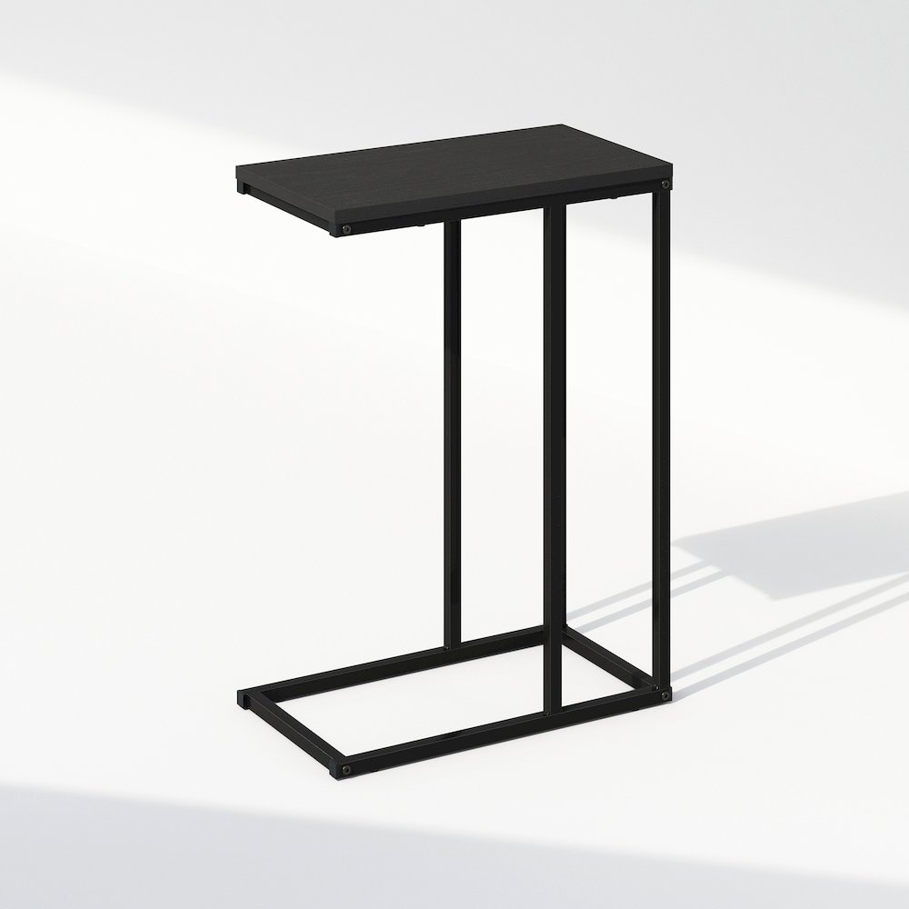 C-Shaped Side Table, End Table for Couch, Sofa & Bed with Metal Frame, Americano. Picture 1