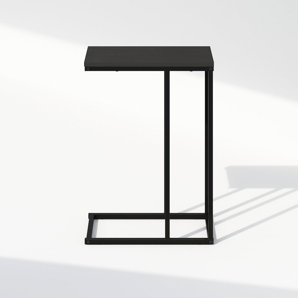 C-Shaped Side Table, End Table for Couch, Sofa & Bed with Metal Frame, Americano. Picture 3