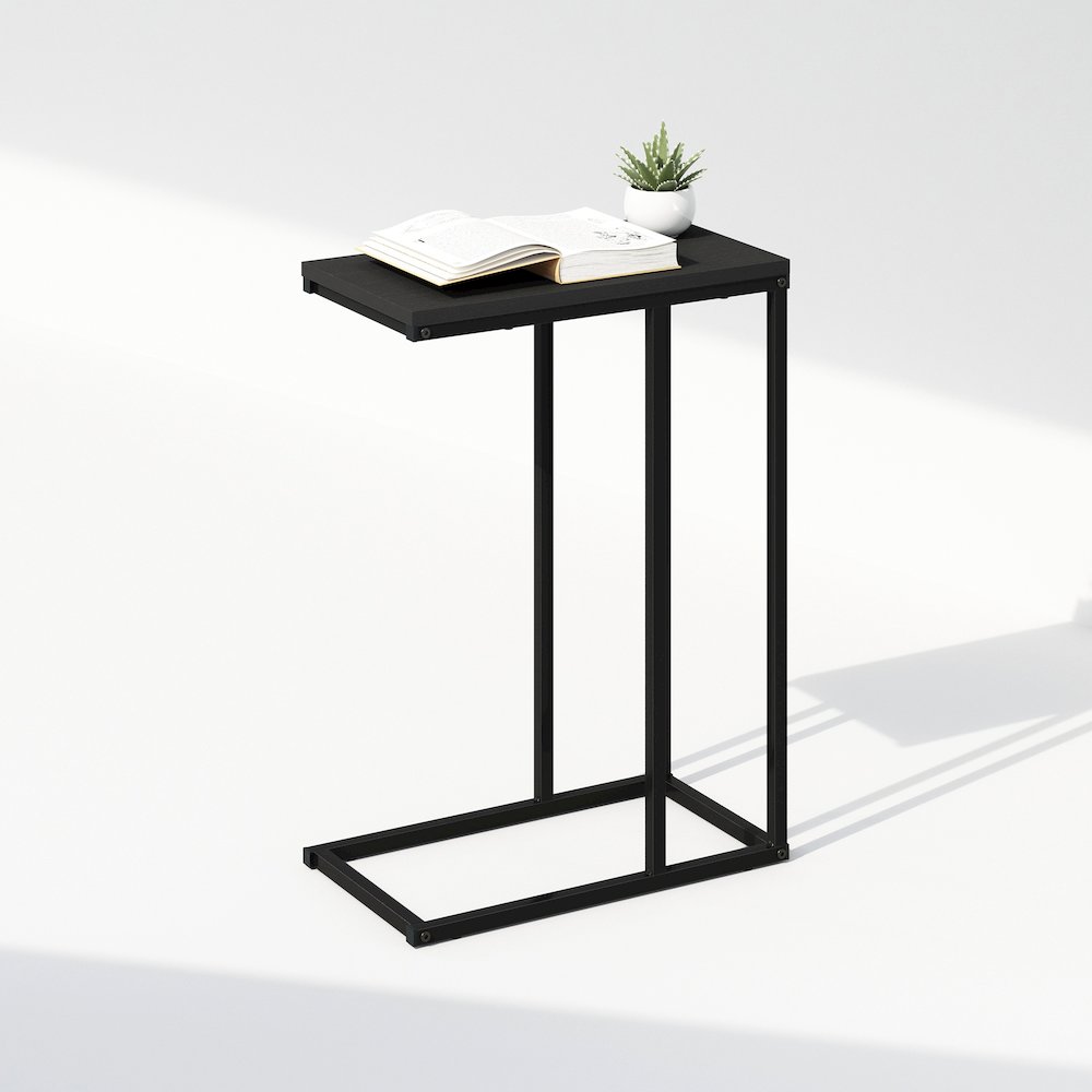C-Shaped Side Table, End Table for Couch, Sofa & Bed with Metal Frame, Americano. Picture 4