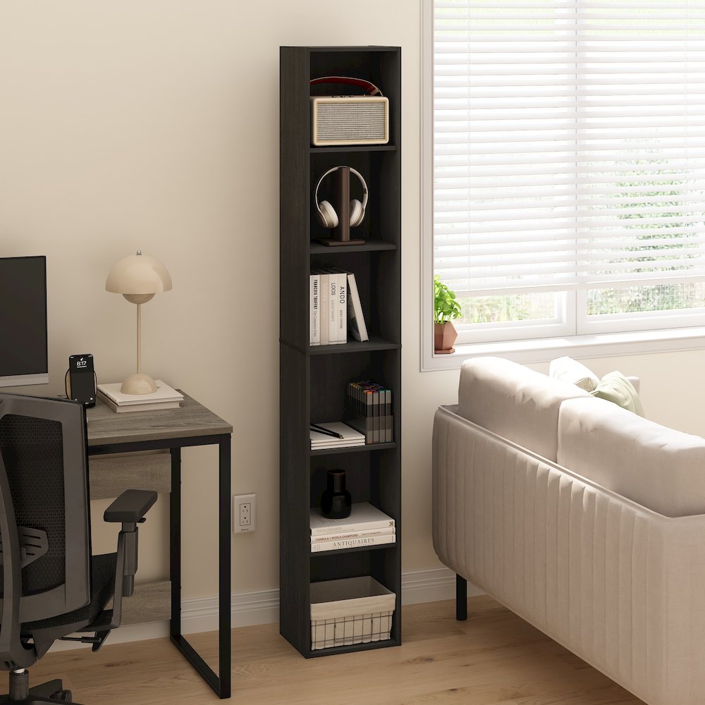 Luder 6-Tier Open Shelf Bookcase, Blackwood. Picture 6