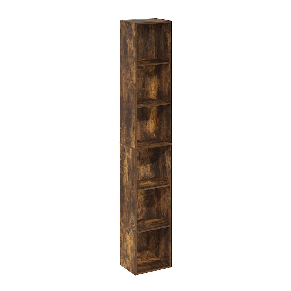 Luder 6-Tier Open Shelf Bookcase, Amber Pine. Picture 1
