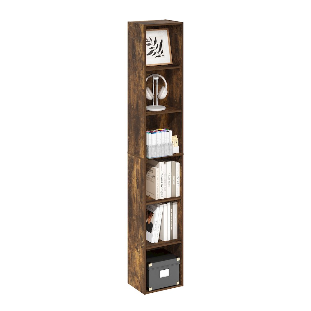 Luder 6-Tier Open Shelf Bookcase, Amber Pine. Picture 4