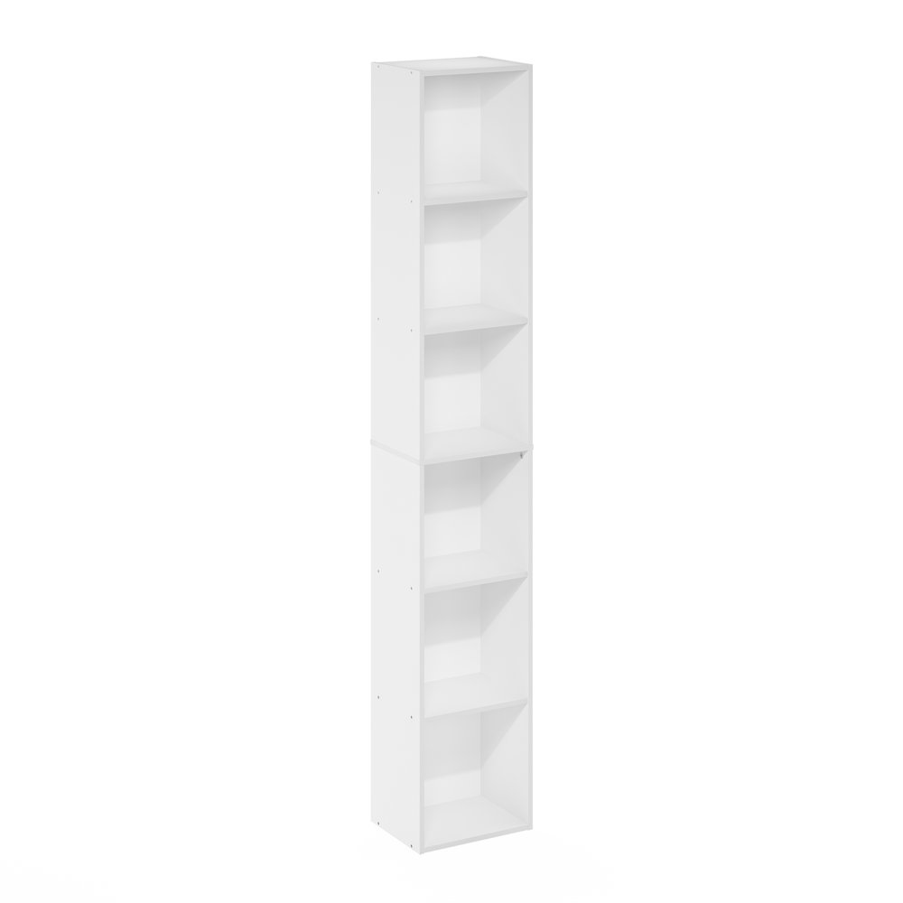 Luder 6-Tier Open Shelf Bookcase, White. Picture 1